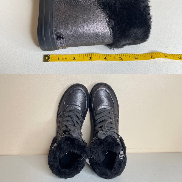 Guess Dustyn Faux Fur Hidden Wedge Sneaker Ankle Boots Size 6.5 - Picture 15 of 16